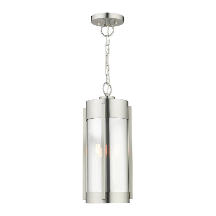 Livex Lighting 22385-91 Two Light Outdoor Pendant, Brushed Nickel