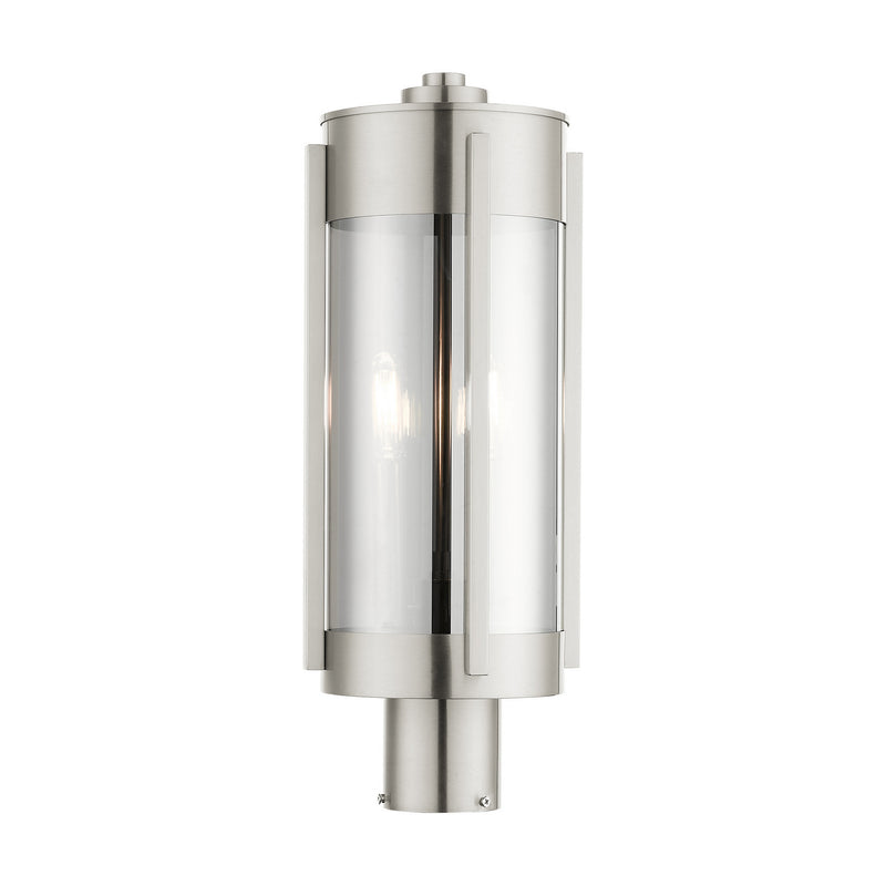 Livex Lighting 22386-91 Two Light Outdoor Post Top Lantern, Brushed Nickel