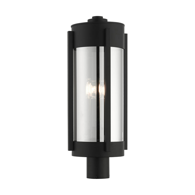 Livex Lighting 22387-04 Three Light Outdoor Post Top Lantern, Black w/ Brushed Nickels