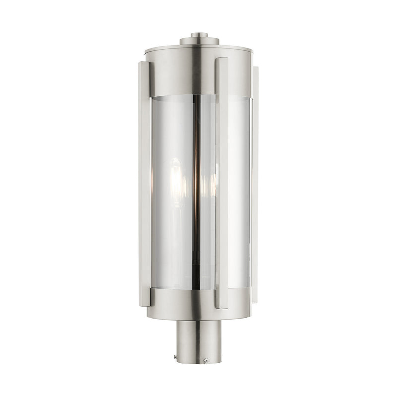Livex Lighting 22387-91 Three Light Outdoor Post Top Lantern, Brushed Nickel