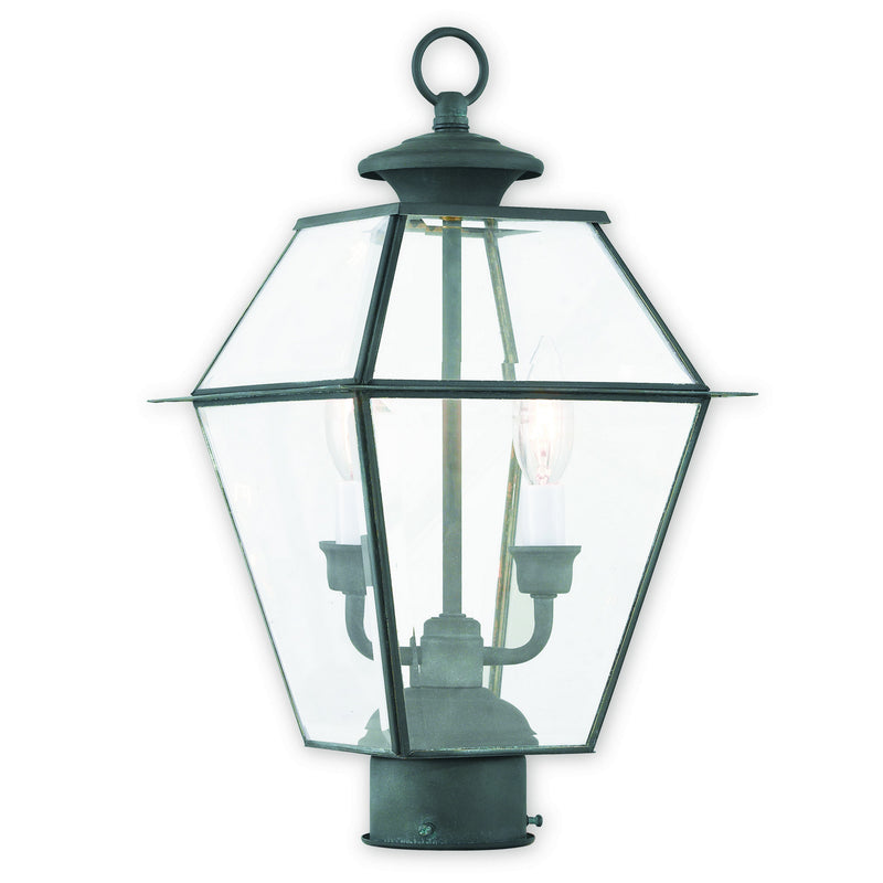 Livex Lighting 2284-61 Two Light Outdoor Post Lantern, Charcoal