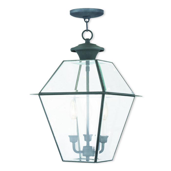 Livex Lighting 2385-61 Three Light Outdoor Pendant, Charcoal