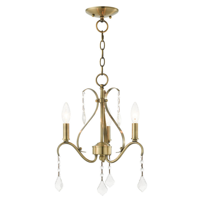 Livex Lighting 40843-01 Three Light Chandelier, Antique Brass