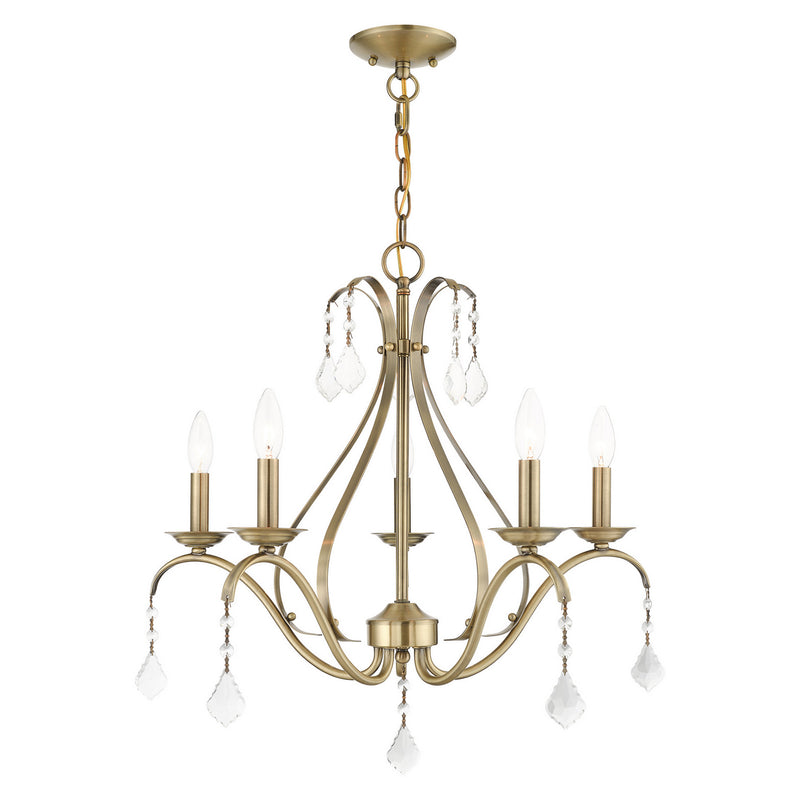 Livex Lighting 40845-01 Five Light Chandelier, Antique Brass