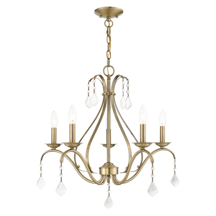 Livex Lighting 40845-01 Five Light Chandelier, Antique Brass