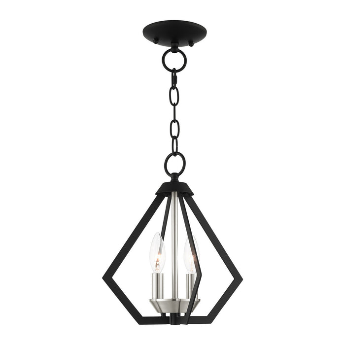 Livex Lighting 40922-04 Two Light Convertible Semi Flush/Pendant, Black w/ Brushed Nickel Cluster