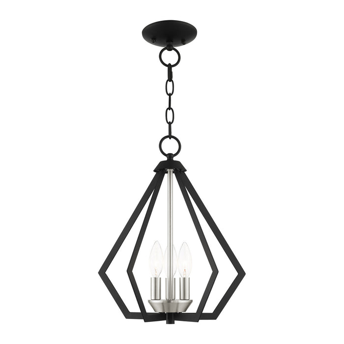 Livex Lighting 40923-04 Three Light Convertible Semi Flush/Pendant, Black w/ Brushed Nickel Cluster