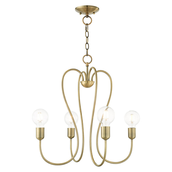 Livex Lighting 41364-01 Four Light Chandelier, Antique Brass