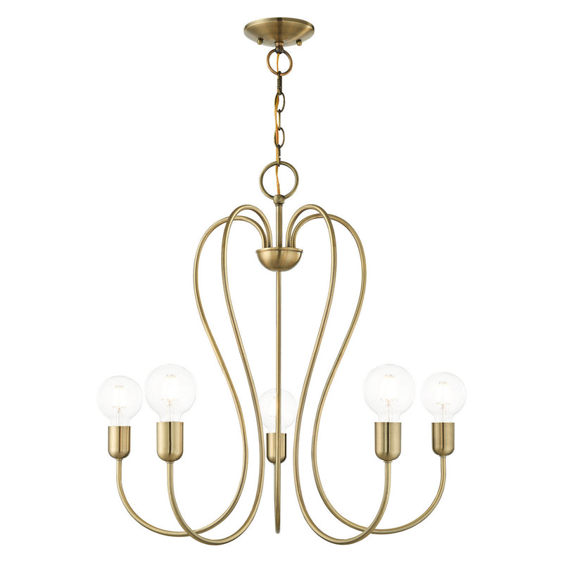 Livex Lighting 41365-01 Five Light Chandelier, Antique Brass