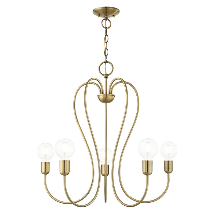 Livex Lighting 41365-01 Five Light Chandelier, Antique Brass