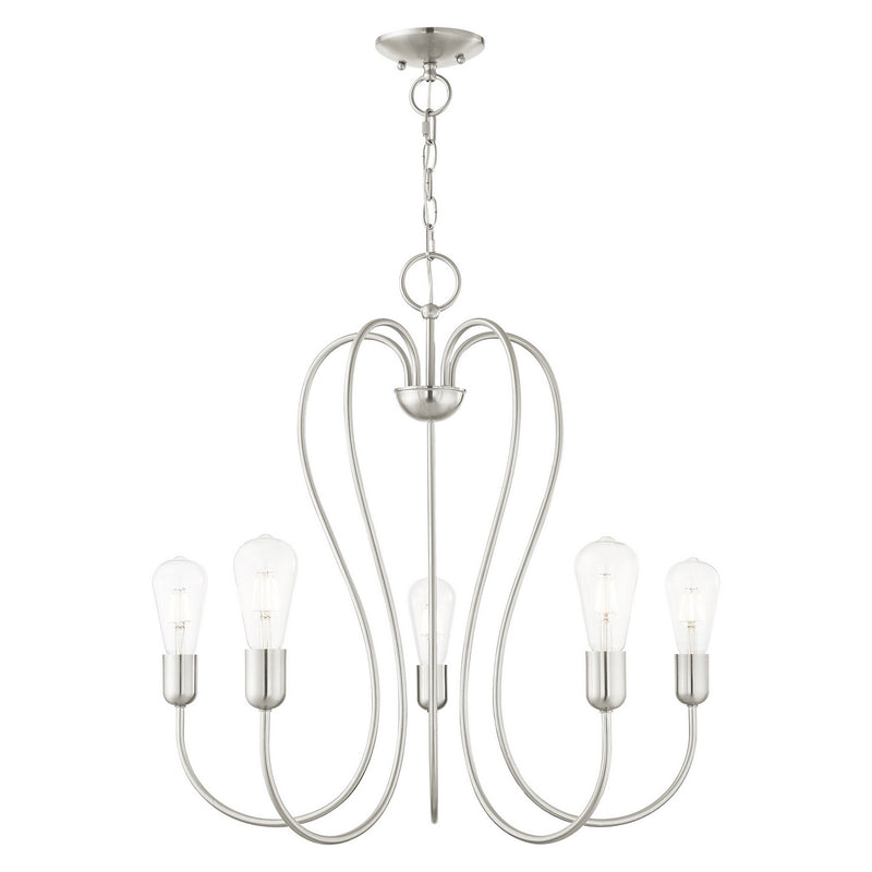 Livex Lighting 41365-91 Five Light Chandelier, Brushed Nickel