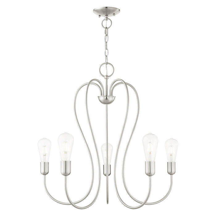 Livex Lighting 41365-91 Five Light Chandelier, Brushed Nickel