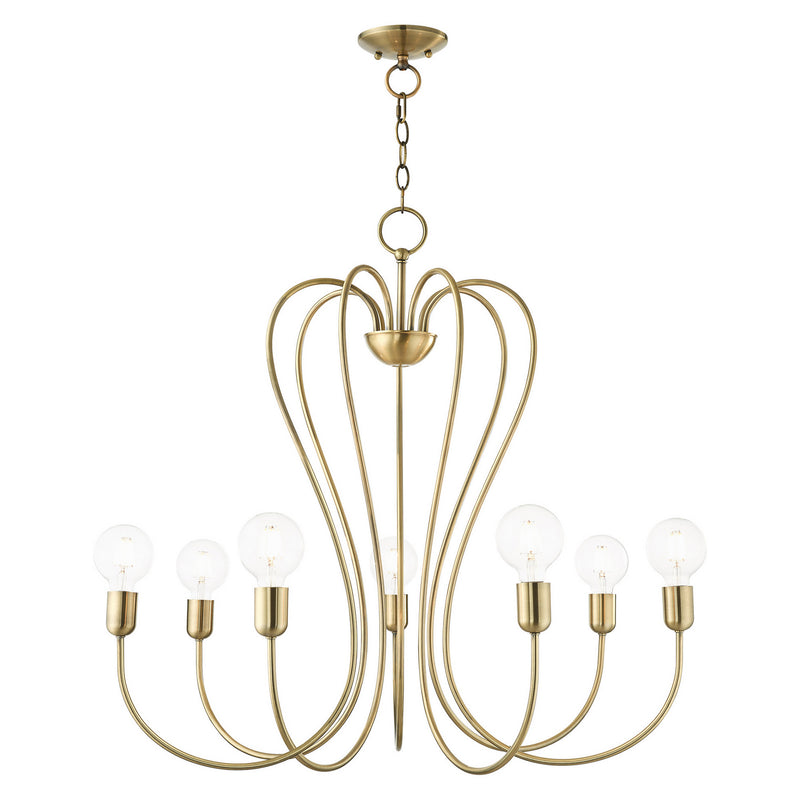 Livex Lighting 41367-01 Seven Light Chandelier, Antique Brass