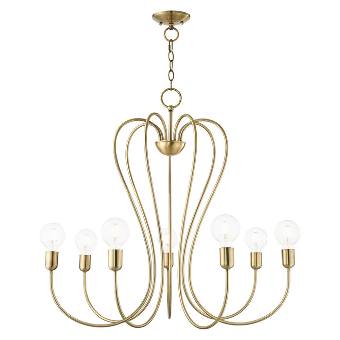 Livex Lighting 41367-01 Seven Light Chandelier, Antique Brass