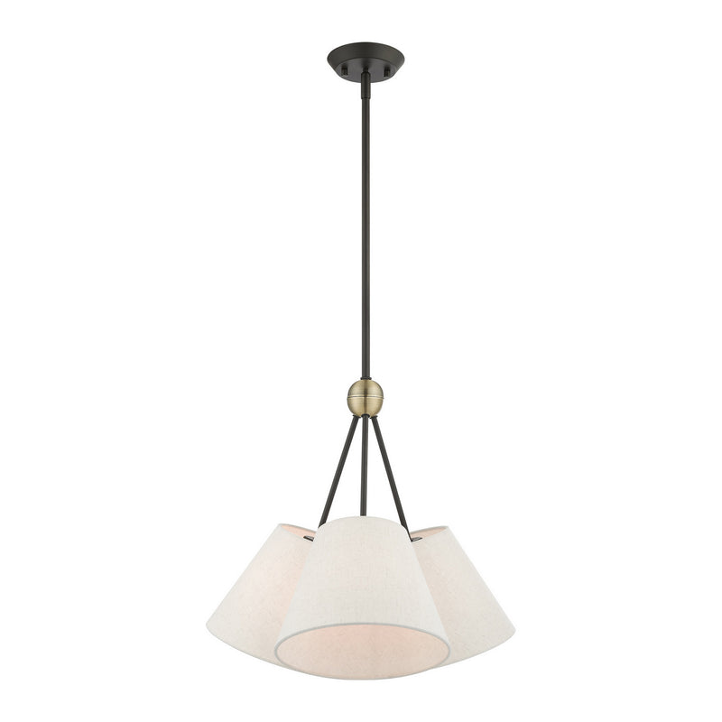 Livex Lighting 41383-07 Three Light Chandelier, Bronze w/ Antique Brasss