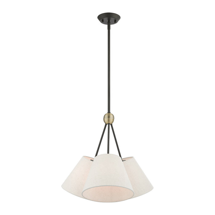 Livex Lighting 41383-07 Three Light Chandelier, Bronze w/ Antique Brasss