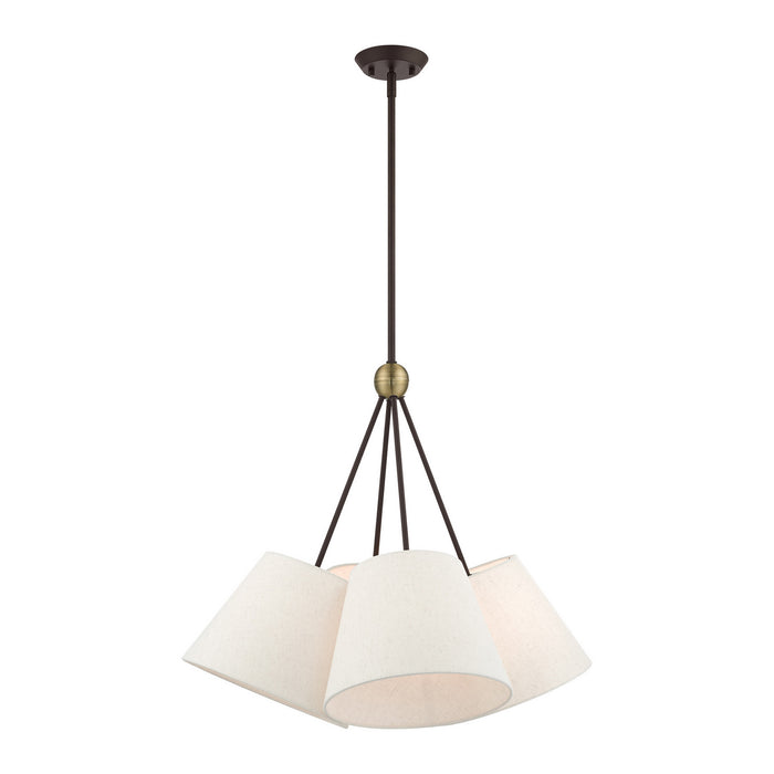 Livex Lighting 41384-07 Four Light Chandelier, Bronze w/ Antique Brasss