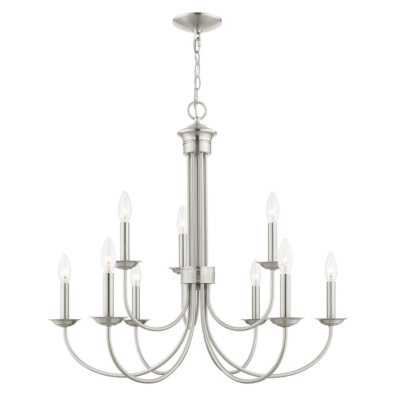 Livex Lighting 42687-91 Nine Light Chandelier, Brushed Nickel