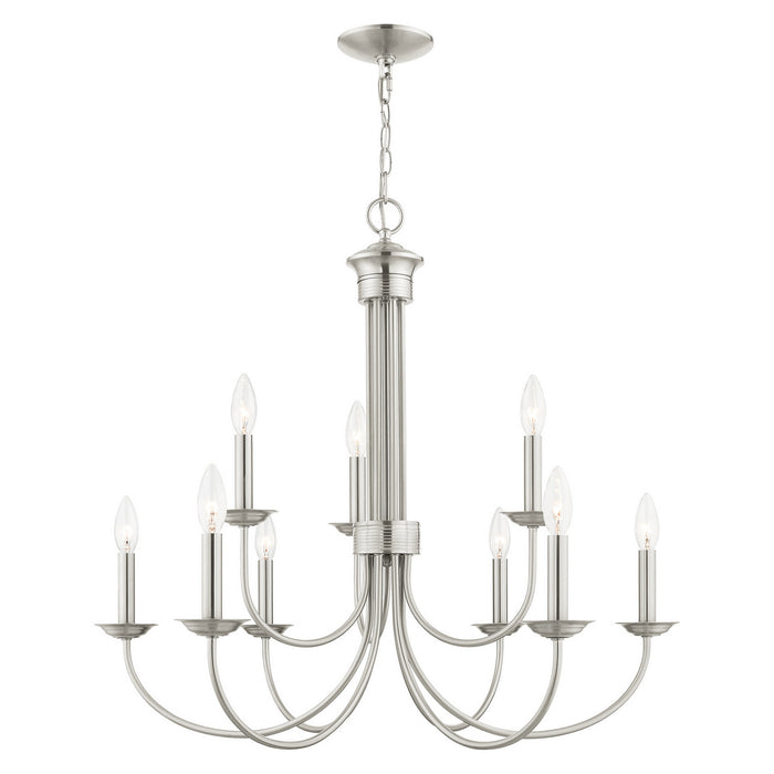 Livex Lighting 42687-91 Nine Light Chandelier, Brushed Nickel