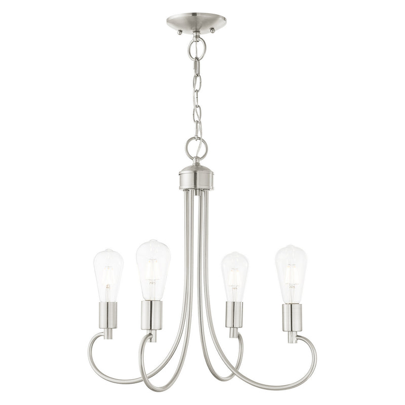 Livex Lighting 42924-91 Four Light Chandelier, Brushed Nickel