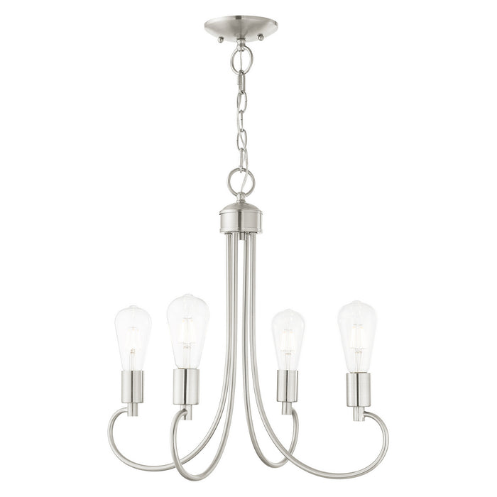 Livex Lighting 42924-91 Four Light Chandelier, Brushed Nickel