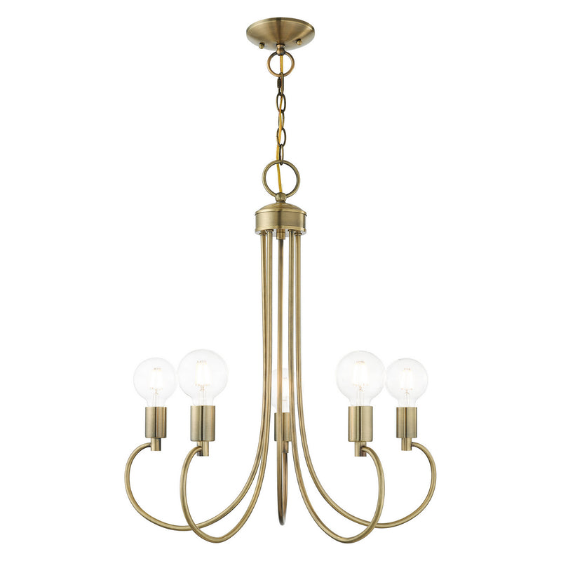 Livex Lighting 42925-01 Five Light Chandelier, Antique Brass