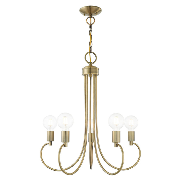 Livex Lighting 42925-01 Five Light Chandelier, Antique Brass