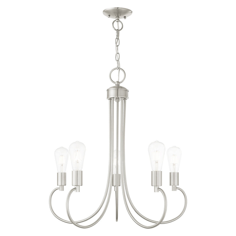 Livex Lighting 42925-91 Five Light Chandelier, Brushed Nickel