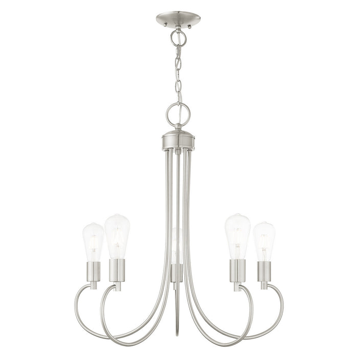 Livex Lighting 42925-91 Five Light Chandelier, Brushed Nickel