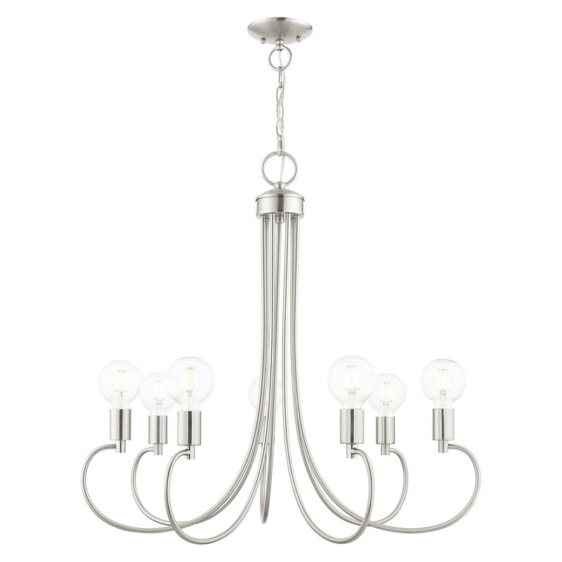 Livex Lighting 42927-91 Seven Light Chandelier, Brushed Nickel