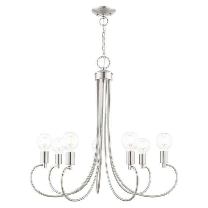 Livex Lighting 42927-91 Seven Light Chandelier, Brushed Nickel