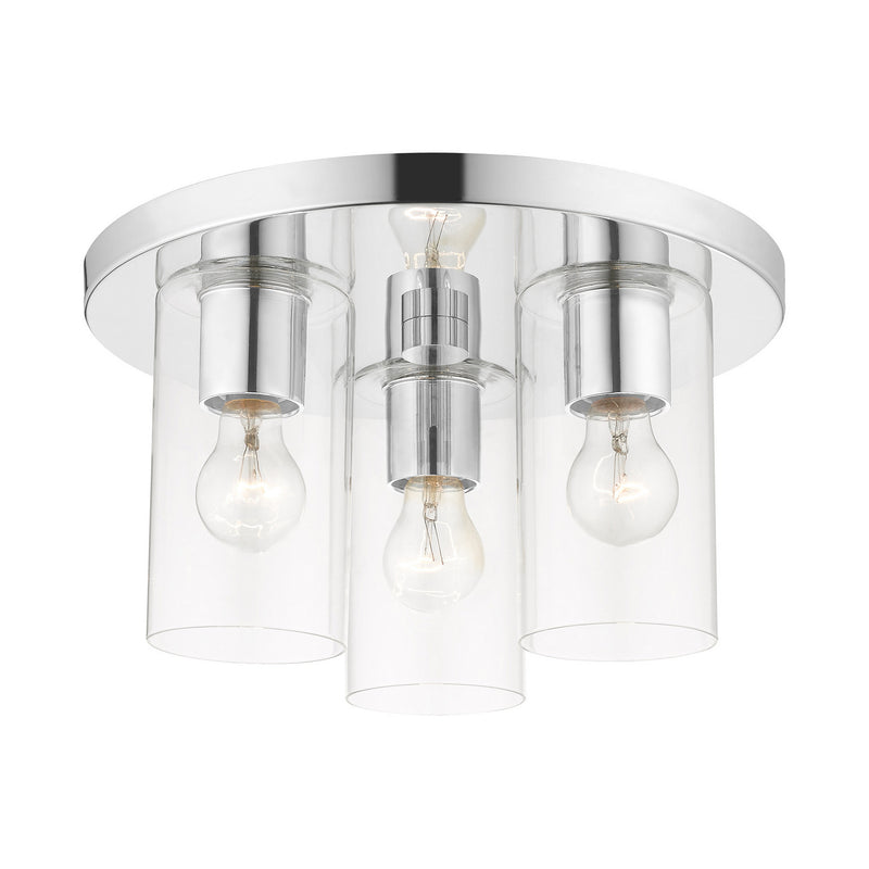 Livex Lighting 45472-05 Three Light Flush Mount, Polished Chrome