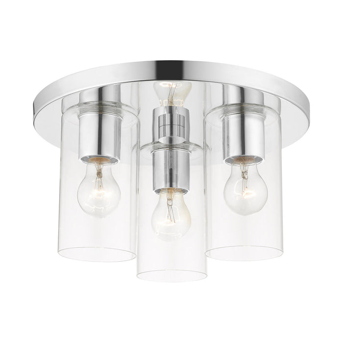 Livex Lighting 45472-05 Three Light Flush Mount, Polished Chrome