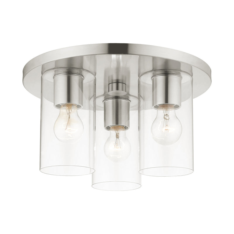 Livex Lighting 45472-91 Three Light Flush Mount, Brushed Nickel