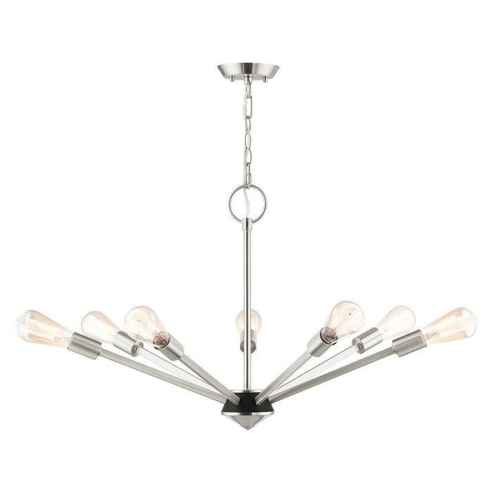 Livex Lighting 45837-91 Seven Light Chandelier, Brushed Nickel w/ Black