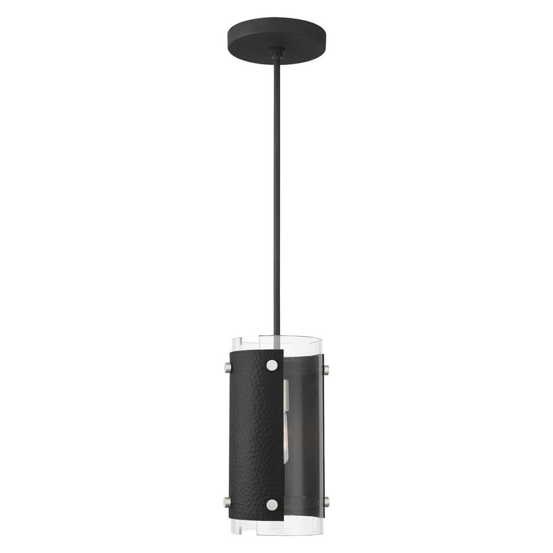 Livex Lighting 45991-04 One Light Pendant, Black w/ Brushed Nickels