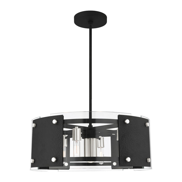Livex Lighting 45995-04 Seven Light Chandelier, Black w/ Brushed Nickels