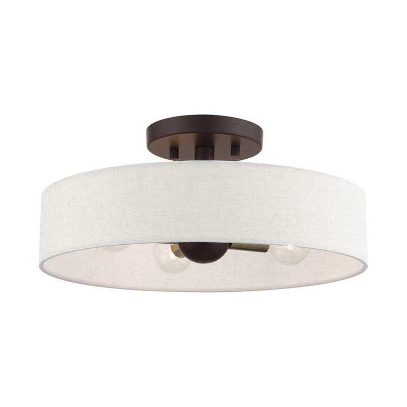 Livex Lighting 46037-07 Four Light Semi Flush Mount, Bronze w/ Antique Brasss