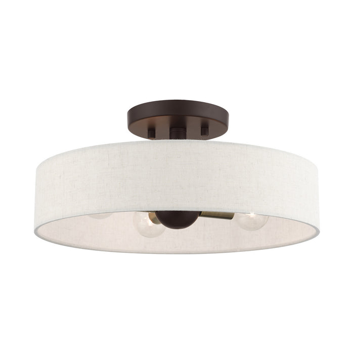 Livex Lighting 46037-07 Four Light Semi Flush Mount, Bronze w/ Antique Brasss