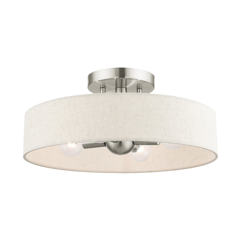Livex Lighting 46037-91 Four Light Semi Flush Mount, Brushed Nickel