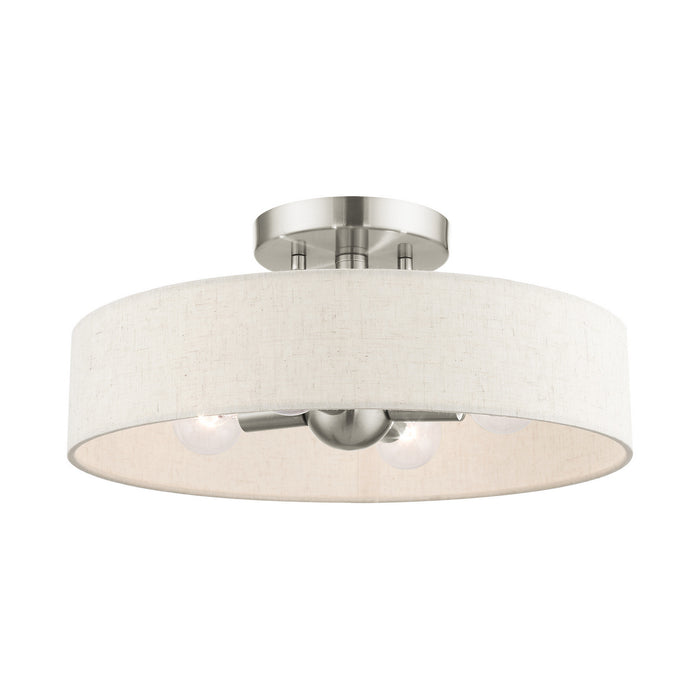 Livex Lighting 46037-91 Four Light Semi Flush Mount, Brushed Nickel