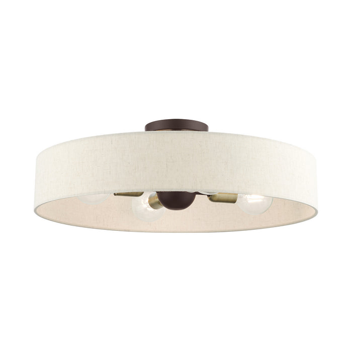 Livex Lighting 46038-07 Four Light Semi Flush Mount, Bronze w/ Antique Brasss