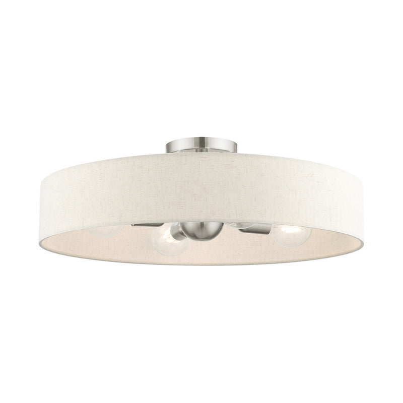 Livex Lighting 46038-91 Four Light Semi Flush Mount, Brushed Nickel