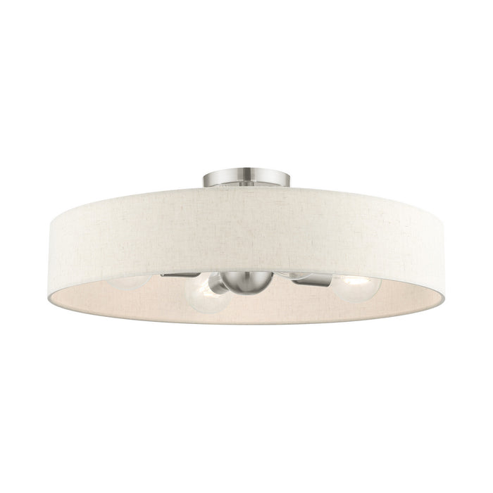 Livex Lighting 46038-91 Four Light Semi Flush Mount, Brushed Nickel