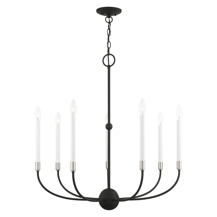 Livex Lighting 46067-04 Seven Light Chandelier, Black w/ Brushed Nickels