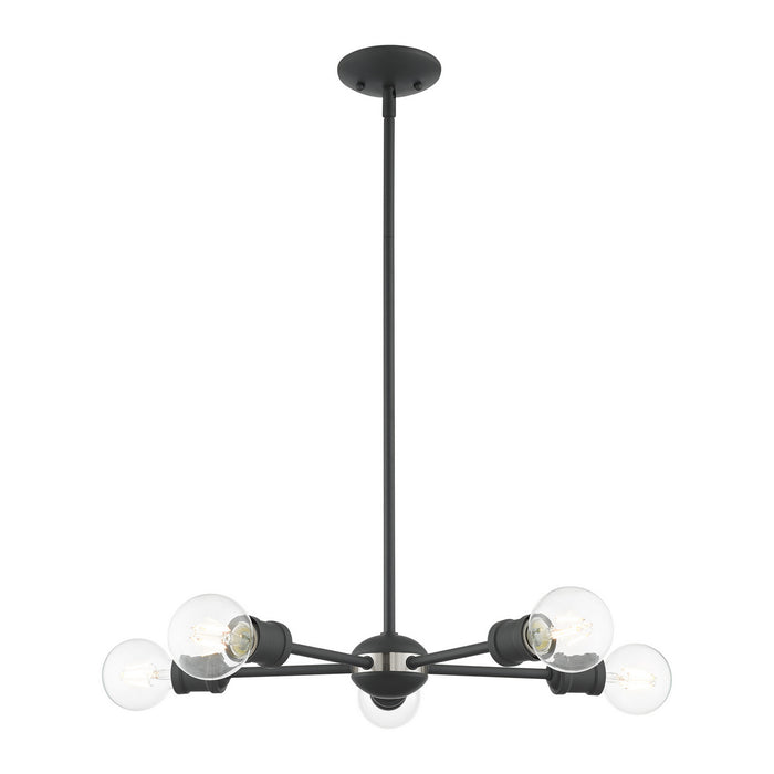 Livex Lighting 46135-76 Five Light Chandelier, Scandinavian Gray w/ Brushed Nickels