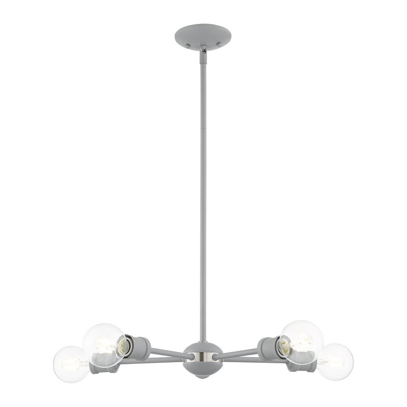 Livex Lighting 46135-80 Five Light Chandelier, Nordic Gray w/ Brushed Nickels