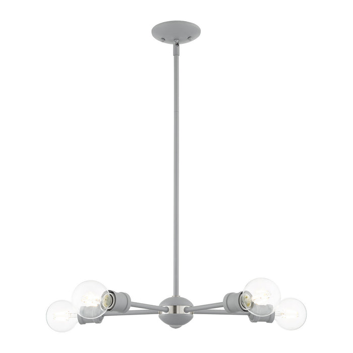 Livex Lighting 46135-80 Five Light Chandelier, Nordic Gray w/ Brushed Nickels