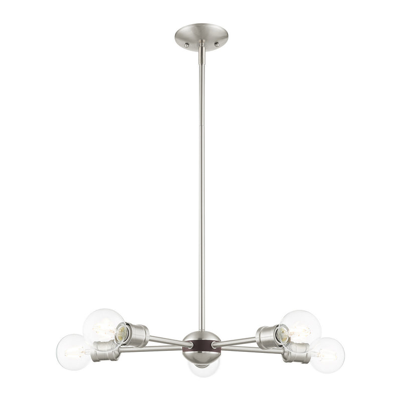 Livex Lighting 46135-91 Five Light Chandelier, Brushed Nickel w/ Bronzes