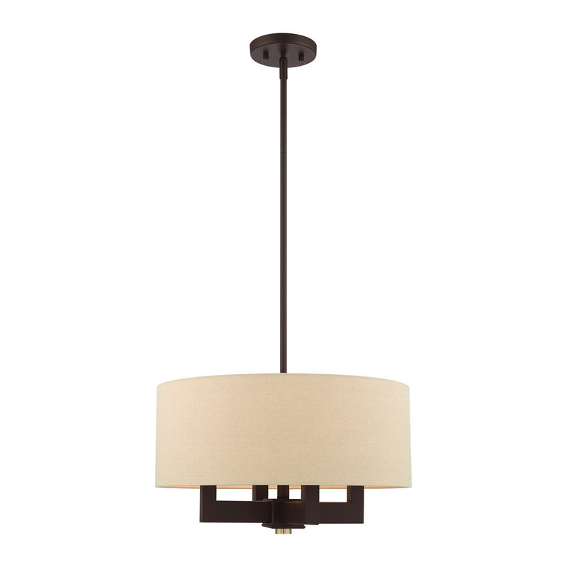 Livex Lighting 46164-07 Four Light Chandelier, Bronze with Antique Brass